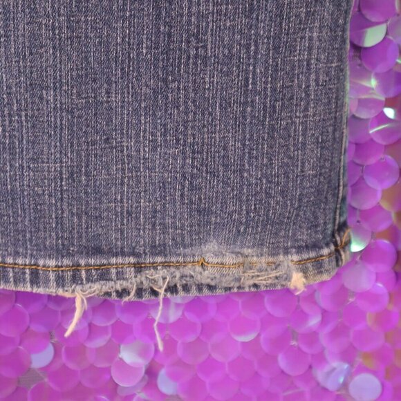MED WASH JEANS 7 LA Blues Flares Grey Melrose Vintage 90s Y2K Stretch Denim Pant - Picture 9 of 11